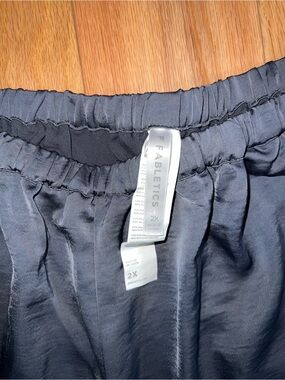 Fabletics Black Satin-Look Elastic Waist Pull-On Pants